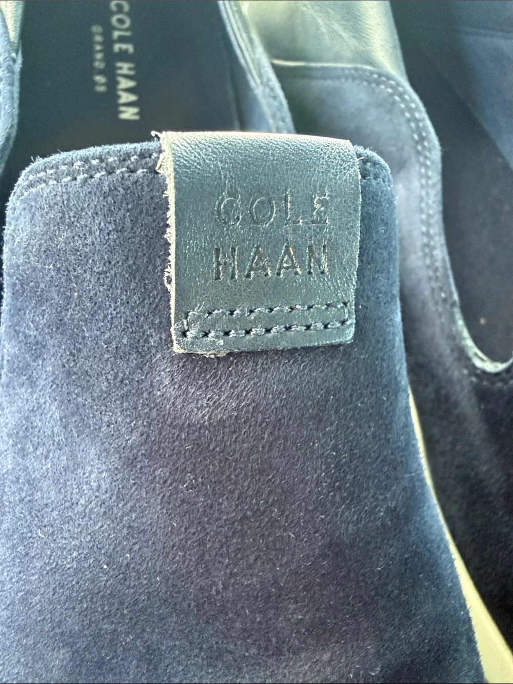 Cole Haan Navy Suede Slip-On Loafers